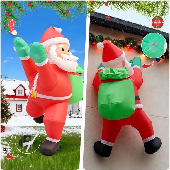 🆕4FT Christmas Inflatable Santa Claus Gift Bag Window Roof Outdoor Decoration - Picture 8 of 9